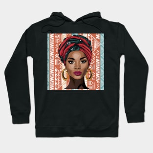 Beautiful African Woman on Tribal Background 3 Hoodie